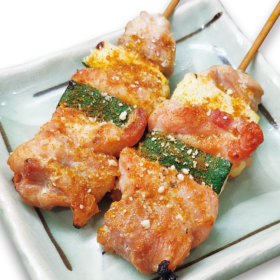 ズッキーニ串カレー風味